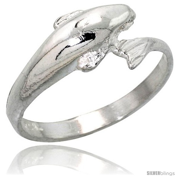 Sterling Silver Dolphin Ring Polished finish 38 in wide
