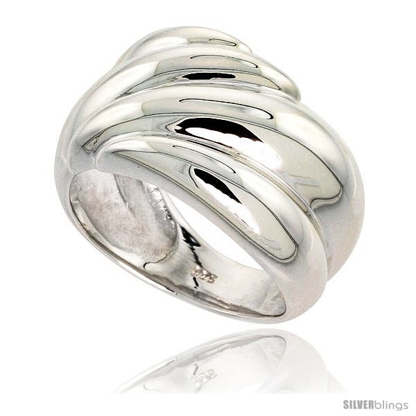 ... Silver High Quality Polished Rings  Sterling Silver Ridged Dome Ring