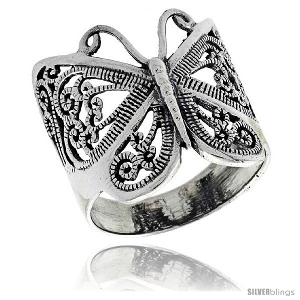 ... Silver Variety Rings  Sterling Silver Large Filigree Butterfly Ring