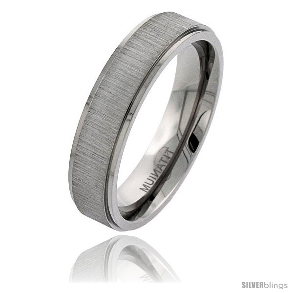 Titanium 6mm Flat Wedding Band Ring Brushed center Recessed Edges ...