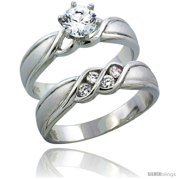 ... Cubic Zirconia Ladies' Engagement Ring Set 2-Piece Channel Set 34 ct