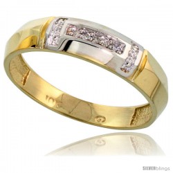 10k Yellow Gold Mens Diamond Wedding Band Ring 0.03 cttw Brilliant Cut, 7/32 in wide