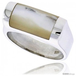 Sterling Silver Ladies' Ring w/ a Tubular Mother of Pearl, 5/16" (8 mm) wide