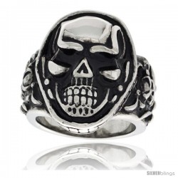 Surgical Steel Biker Signet Ring Skull on Top and Sides