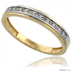 14k Gold Men's Diamond Band, w/ 0.08 Carat Brilliant Cut Diamonds, 5/32 in. (4mm) wide