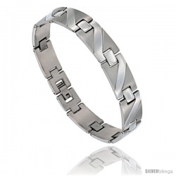 Stainless Steel Men's Zig Zag Bar Bracelet, 8 3/4 in