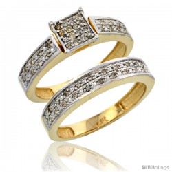 14k Gold 2-Piece Diamond Engagement Ring Set, w/ 0.24 Carat Brilliant Cut Diamonds, 5/32 in. (4mm) wide