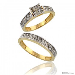 14k Gold 2-Piece Diamond Ring Set ( Engagement Ring & Man's Wedding Band ), w/ 0.24 Carat Brilliant Cut Diamonds, 5/32 in