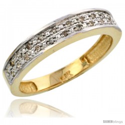 14k Gold Ladies' Diamond Band, w/ 0.10 Carat Brilliant Cut Diamonds, 5/32 in. (4mm) wide