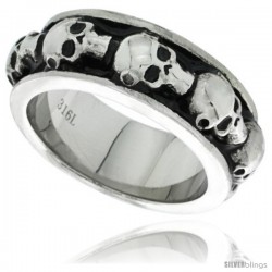 Surgical Steel Skull Wedding Ring 9 mm