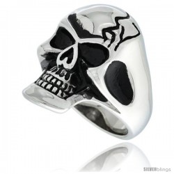 Surgical Steel Biker Skull Ring w/ Cracks on Forehead