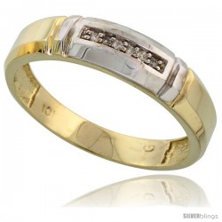 10k Yellow Gold Mens Diamond Wedding Band Ring 0.03 cttw Brilliant Cut, 7/32 in wide -Style 10y023mb