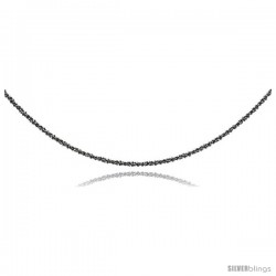 Sterling Silver Sparkle Rock Chain Necklace Rhodium Finish Nickel Free 2mm wide
