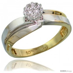 10k Yellow Gold Diamond Engagement Ring 0.05 cttw Brilliant Cut, 1/4 in wide