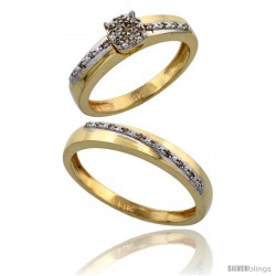 14k Gold 2-Piece Diamond Ring Set ( Engagement Ring & Man's Wedding Band ), 0.22 Carat Brilliant Cut Diamonds, 1/8 in. (3.5mm)