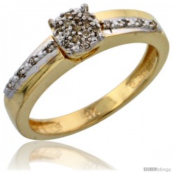 14k Gold Diamond Engagement Ring, w/ 0.14 Carat Brilliant Cut Diamonds, 1/8 in. (3.5mm) wide