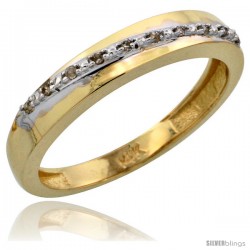 14k Gold Ladies' Diamond Band, w/ 0.08 Carat Brilliant Cut Diamonds, 1/8 in. (3.5mm) wide