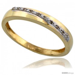 14k Gold Men's Diamond Band, w/ 0.08 Carat Brilliant Cut Diamonds, 1/8 in. (3.5mm) wide