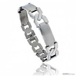 Stainless Steel Men's Crisscross Bar Link Bracelet, 5/8 in wide, 8.75 in