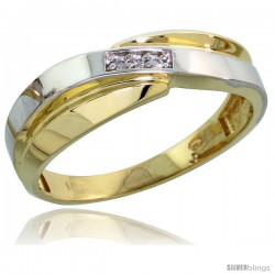 10k Yellow Gold Ladies Diamond Wedding Band Ring 0.02 cttw Brilliant Cut, 1/4 in wide