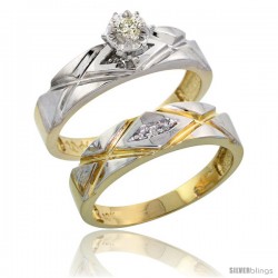 10k Yellow Gold Ladies' 2-Piece Diamond Engagement Wedding Ring Set, 3/16 in wide