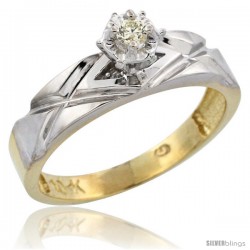 10k Yellow Gold Diamond Engagement Ring, 3/16 in wide