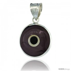 Sterling Silver Light Violet Color Evil Eye Pendant, 5/8 in wide