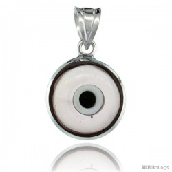 Sterling Silver Translucent Light Purple Color Evil Eye Pendant, 5/8 in wide