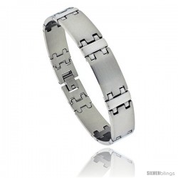 Stainless Steel Men's Satin Finish Bar Bracelet, 9/16 in wide, 8 in