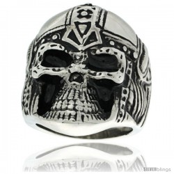 Surgical Steel Biker Ring Ape Warrior Skull in Helmet