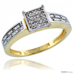 14k Gold Diamond Engagement Ring w/ 0.145 Carat Brilliant Cut Diamonds, 1/8 in. (3mm) wide