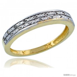 14k Gold Ladies' Diamond Ring Band w/ 0.064 Carat Brilliant Cut Diamonds, 1/8 in. (3.5mm) wide