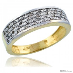 14k Gold Men's Diamond Ring Band w/ 0.12 Carat Brilliant Cut Diamonds, 1/4 in. (6.5mm) wide