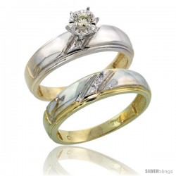 10k Yellow Gold Ladies' 2-Piece Diamond Engagement Wedding Ring Set, 7/32 in wide