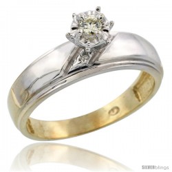 10k Yellow Gold Diamond Engagement Ring, 7/32 in wide