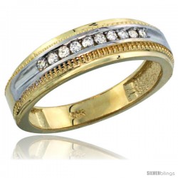 14k Gold 10-Stone Milgrain Design Ladies' Diamond Ring Band w/ 0.30 Carat Brilliant Cut Diamonds, 1/4 in. (6mm) wide