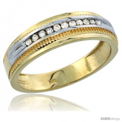 14k Gold 11-Stone Milgrain Design Men's Diamond Ring Band w/ 0.30 Carat Brilliant Cut Diamonds, 1/4 in. (6.5mm) wide