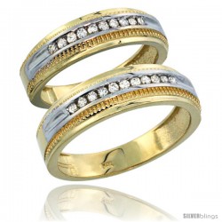 14k Gold 2-Piece His (6.5mm) & Hers (6mm) Diamond Wedding Ring Band Set w/ 0.60 Carat Brilliant Cut Diamonds