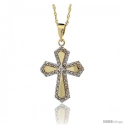 14k Gold 18 in. Chain & 7/8 in. (22mm) tall Diamond Gothic Cross Pendant, w/ 0.31 Carat Brilliant Cut Diamonds