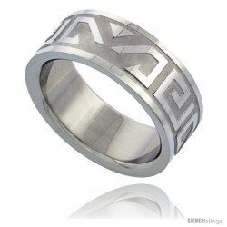 Surgical Steel Aztec Design Ring 8mm Wedding Band