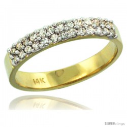 14k Gold 2-Row Diamond Ring Band w/ 0.31 Carat Brilliant Cut ( H-I Color SI1 Clarity ) Diamonds, 1/8 in. (3.5mm) wide