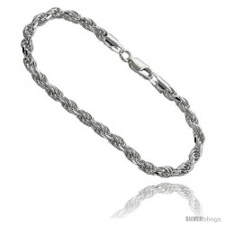 Sterling Silver Italian Rope Chain Necklaces & Bracelets 4.5 mm Diamond cut Nickel Free