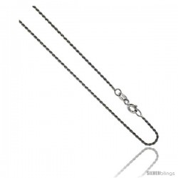 Sterling Silver Italian 1.1 mm Rope Chain Necklace Rhodium Finish Diamond cut Nickel Free.