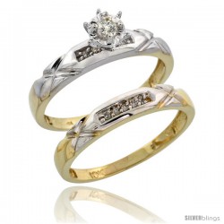 10k Yellow Gold Ladies' 2-Piece Diamond Engagement Wedding Ring Set, 1/8 in wide