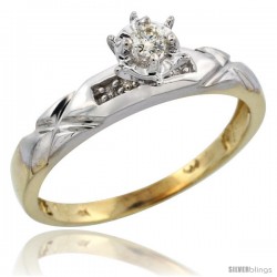 10k Yellow Gold Diamond Engagement Ring, 1/8 in wide