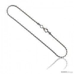 Sterling Silver Italian 1.5 mm Rope Chain Necklaces & Bracelets Diamond cut Nickel Free