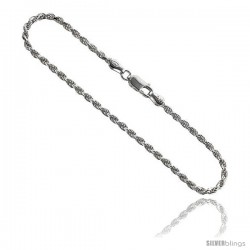 Sterling Silver Italian Rope Chain Necklaces & Bracelets 2.3 mm Diamond cut Nickel Free
