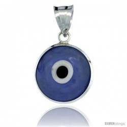 Sterling Silver Blue-Violet Color Evil Eye Pendant, 5/8 in wide