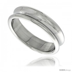 Surgical Steel Concaved Ring 6mm Wedding Band Polished Finish