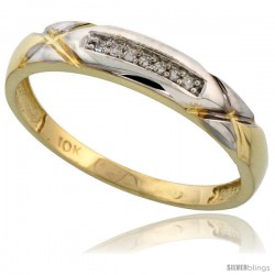 10k Yellow Gold Men's Diamond Wedding Band, 3/16 in wide